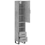 vidaXL Buffet haut Gris béton 34 5x34x180 cm Bois d'ingénierie