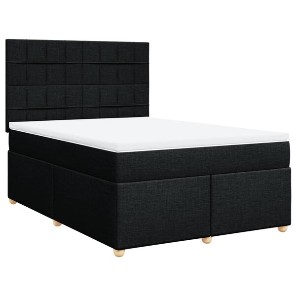 vidaXL Sommier à lattes de lit avec matelas Noir 160x200 cm Tissu