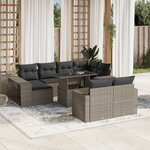 vidaXL Salon de jardin 11 Pièces avec coussins gris clair résine tressée