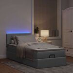 vidaXL Lit ottoman avec matelas et LED gris clair 90x200 cm tissu