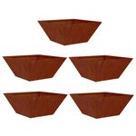 vidaXL Cache-pot de jardin 5 Pièces Rouillé 35 x 35 x 15 cm