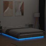 vidaXL Cadre de lit et lumières LED sans matelas gris béton 120x190cm