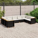 vidaXL Salon de jardin 9 Pièces avec coussins noir résine tressée