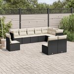 vidaXL Salon de jardin 10 Pièces avec coussins noir résine tressée