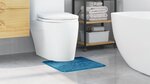 Tapis de bain U en forme de U bleu 50x50 cm en polypropylène antidérapant