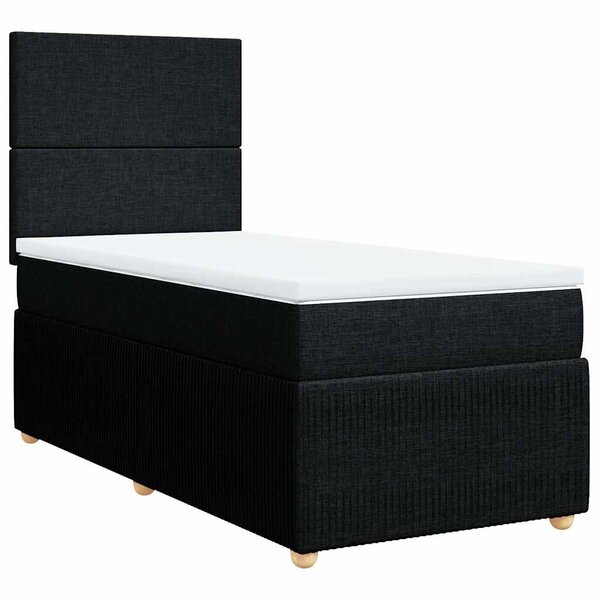 vidaXL Sommier à lattes de lit avec matelas Noir 90x190 cm Tissu