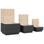 vidaXL Boîtes de rangement et couvercles 3 Pièces Gris Bois massif de pin