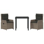 vidaXL Ensemble de salle à manger pour jardin 3 Pièces Gris polyrotin