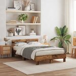 vidaXL Cadre de Lit en Bois d'Ingénierie Bois Vieilli 135 x 190 cm Durable