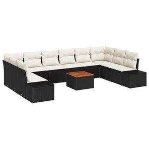 vidaXL Ensemble de canapé de jardin avec stockage 11 Pièces Noir et blanc