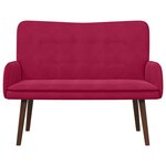 vidaXL Sofa 2 places Bordeaux 115 x 61 x 87 cm Velours (V)