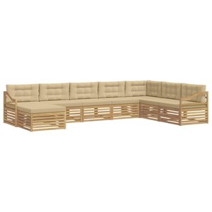 vidaXL Ensemble de canapés d'extérieur 8 pc Blanc et Beige Polyester