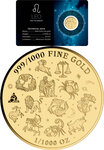 Monnaie LEO Zodiac Signs 1/1000 Oz Medaille Or (PRÉCOMMANDE)