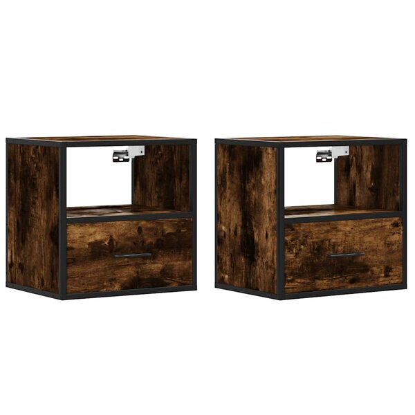 vidaXL Tables de chevet murales 2 Pièces Chêne fumé 40x31x39 5 cm