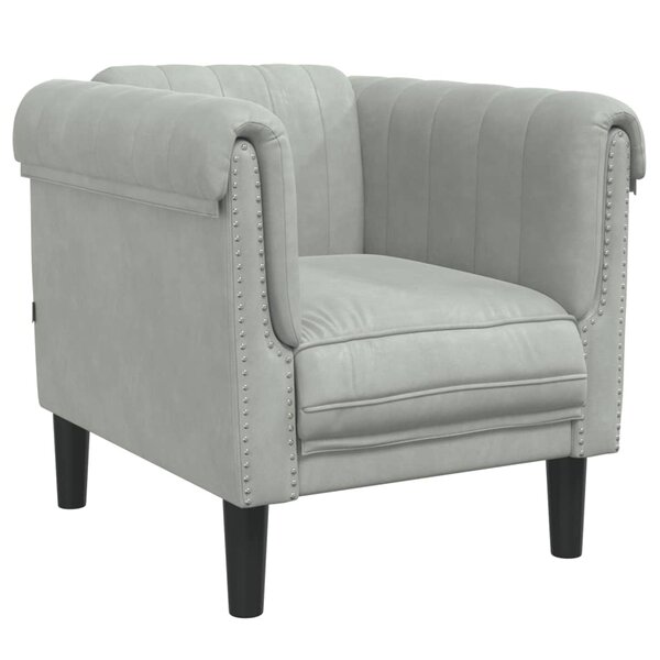 vidaXL Fauteuil gris clair Velours