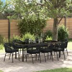 vidaXL Ensemble de repas de jardin de 9 pièces Noir Rattan PE