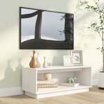 vidaXL Meuble TV Blanc 90x35x35 cm Bois de pin massif