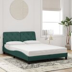 vidaXL Cadre de lit avec LED sans matelas vert foncé 120x200cm velours