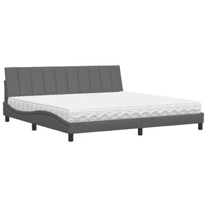 vidaXL Lit avec matelas Hanko gris foncé 200x200 cm tissu