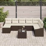 vidaXL Ensemble de canapé de jardin 8 Pièces Marron et Crème polyrotin