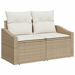 vidaXL Ensemble de Canapés avec coussin 6 Pièces Beige et crème polyrotin
