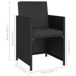 vidaXL Mobilier à dîner de jardin 6Pièces et coussins Résine tressée Noir