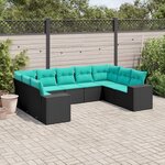 vidaXL Salon de jardin 9 Pièces avec coussins noir résine tressée
