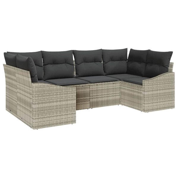 vidaXL Ensemble de canapé de jardin 6 Pièces Gris clair Poly rotin