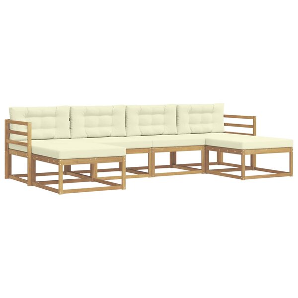 vidaXL Ensemble de canapés d'extérieur 6 pc Blanc et crème