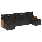 vidaXL Salon de jardin 7 Pièces avec coussins noir résine tressée