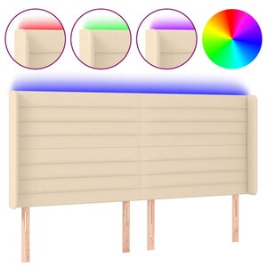 vidaXL Tête de lit à LED Crème 163x16x118/128 cm Tissu