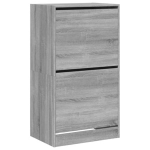 vidaXL Armoire à chaussures 2 tiroirs rabattables sonoma gris