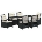 vidaXL Ensemble de salle à manger pour jardin 7 pc Noir polyrotin