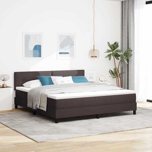 vidaXL Lit à ressorts avec tête de lit Marron foncé 180 x 200 cm tissu