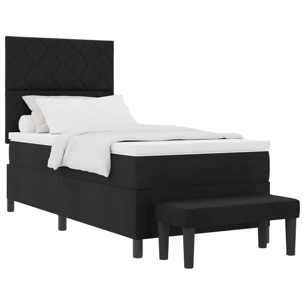 vidaXL Lit à ressorts avec tête de lit Noir 100 x 200 cm tissu