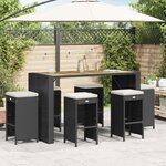 vidaXL Tabourets de bar de jardin et coussins lot de 6 résine tressée