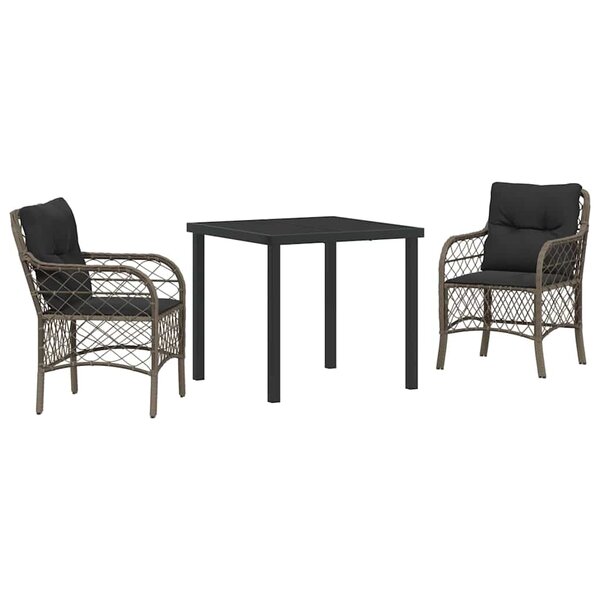 vidaXL Ensemble de salle à manger pour jardin 3 Pièces Gris Poly rotin