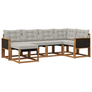 vidaXL Ensemble de canapés d'extérieur 6 pc Naturel et gris clair