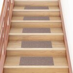 vidaXL Tapis d'escalier autocollants 30 pièces 60 x 25 cm Marron clair Rectangulaire