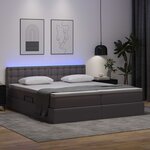 vidaXL Lit avec rangement et LED Gris 180 x 200 cm Cuir synthétique