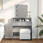vidaXL Coiffeuse avec LED gris béton 80x41x144 5 cm
