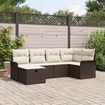 vidaXL Ensemble de canapé de jardin 6 Pièces Marron Poly rotin