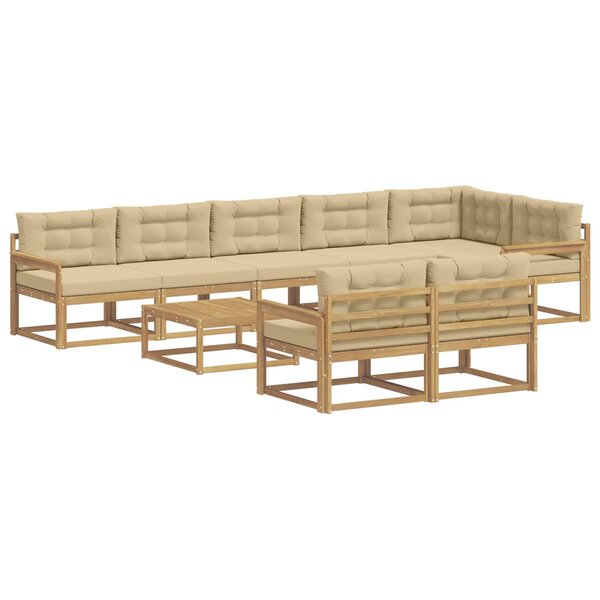 vidaXL Ensemble de canapés d'extérieur 9 pc Blanc et Beige Polyester