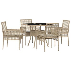 vidaXL Ensemble de salle à manger pour jardin 5 Pièces Beige Poly rotin