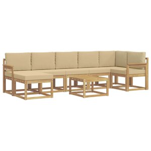 vidaXL Ensemble de canapés d'extérieur 8 Pièces Blanc et Beige Polyester