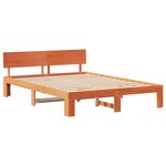 vidaXL Cadre de lit avec tête de lit marron ciré 150x200 cm en bois de pin massif