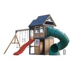 Aire de jeux - Toboggan rouge et toboggan tubulaire - Noud