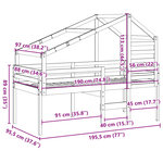 vidaXL Lit haut avec toit blanc 90x190 cm bois de pin massif