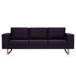 vidaXL Canapé à 3 places Tissu Noir