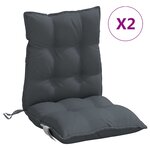 vidaXL Coussins de chaise à dossier bas lot de 2 anthracite